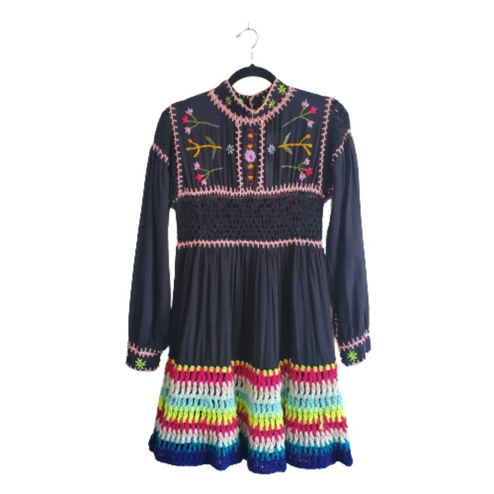 CeliaB Scarlet Floral Embroidered A-Line Mini Dress